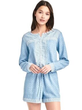 NWT Gap Tencel Print Romper, Light Bleached SIZE XXL #527278 E92